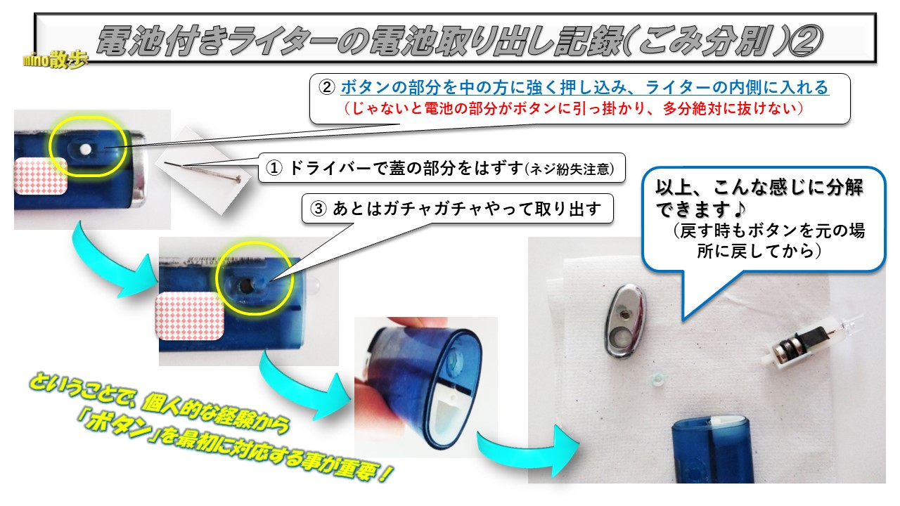 ライト付きライター分解方法2